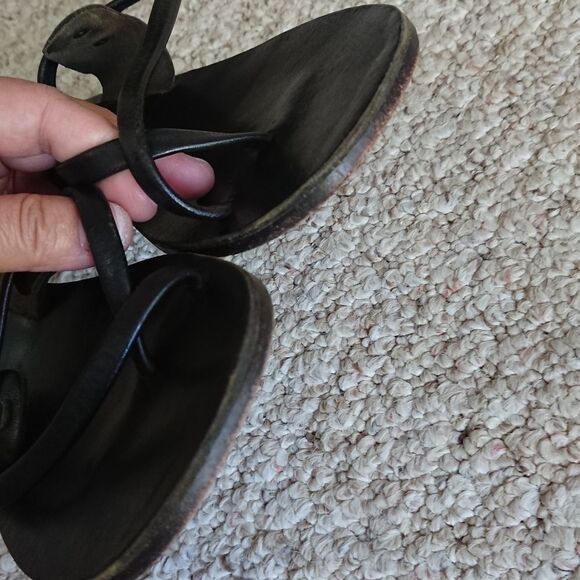 Akis Lydia Black all leather Sandal Size 8 - Picture 8 of 11